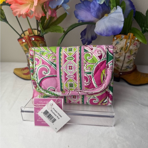NWT Vera Bradley Pinwheel Pink Pocket Wallet • Retired Hard to Find • Card Case - Picture 3 of 7